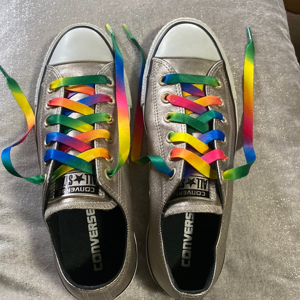 RARE SILVER LEATHER CONVERSE